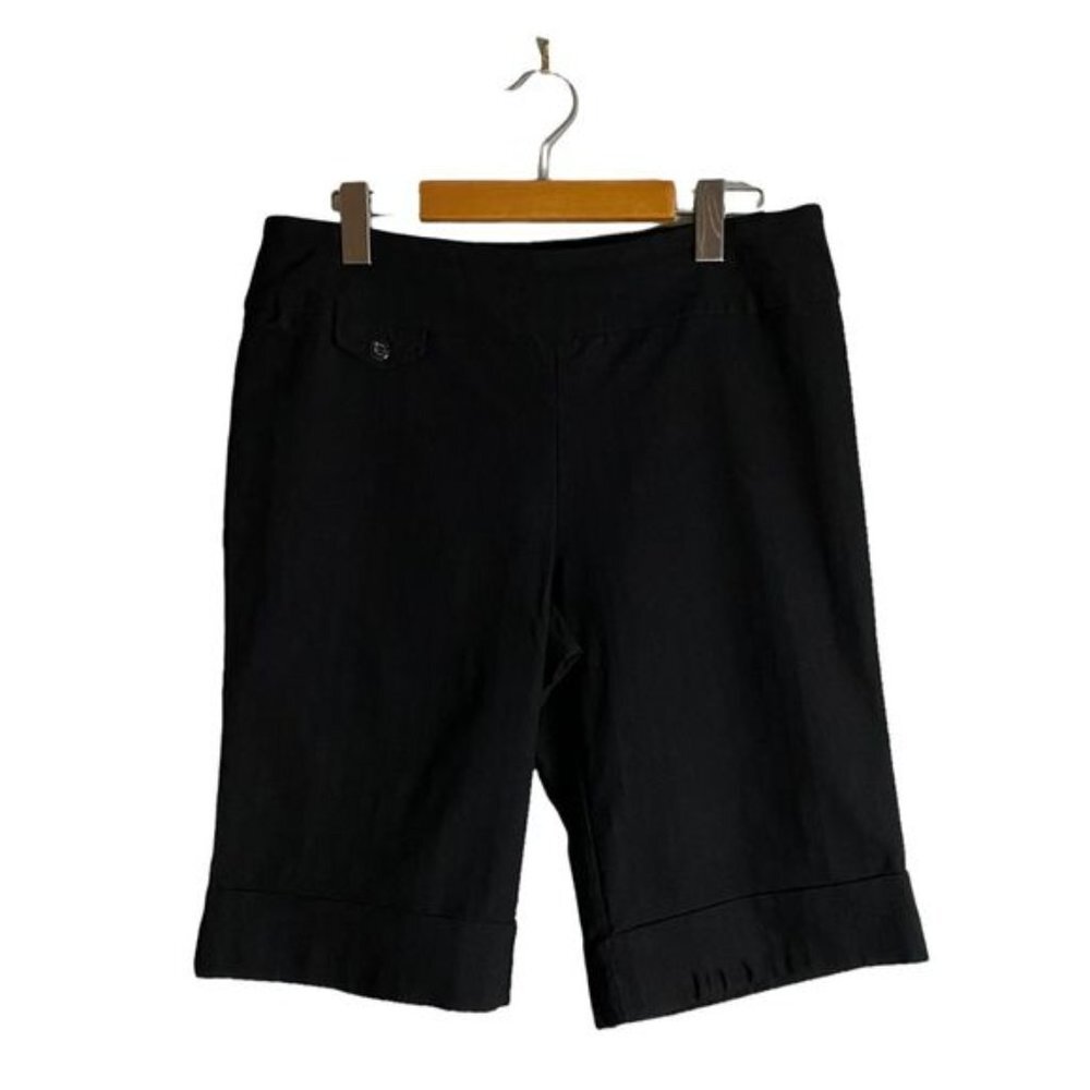 Denver Hayes Black Striped Cuffed Classic Fit Bermuda Shorts